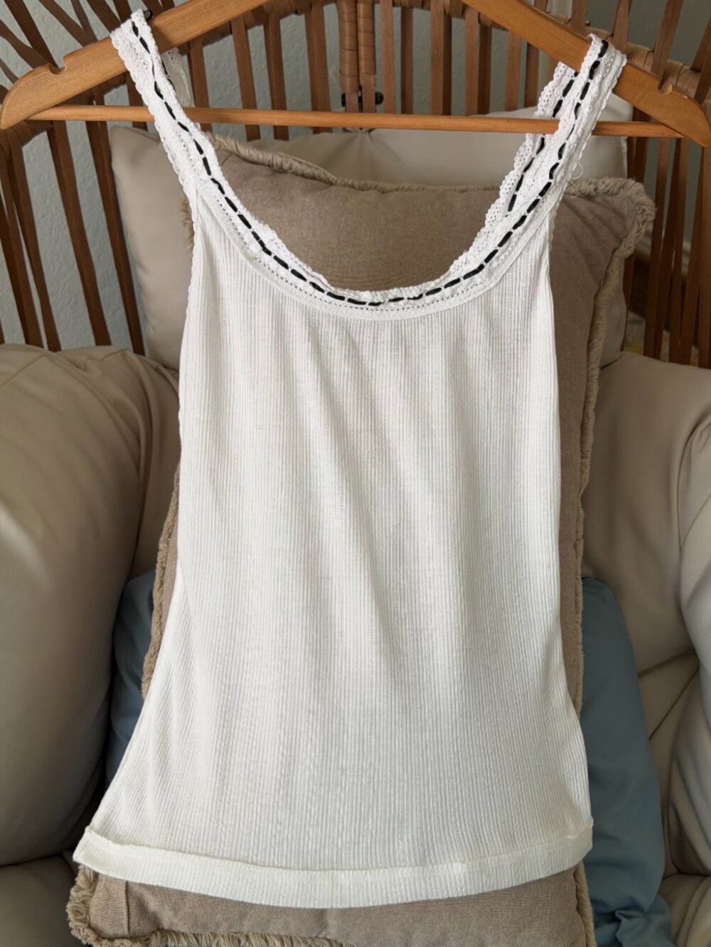 Free People Intimately Only You Tank - Small - Lace Trim Ribbed Cotton Cami - Picture 7 of 11